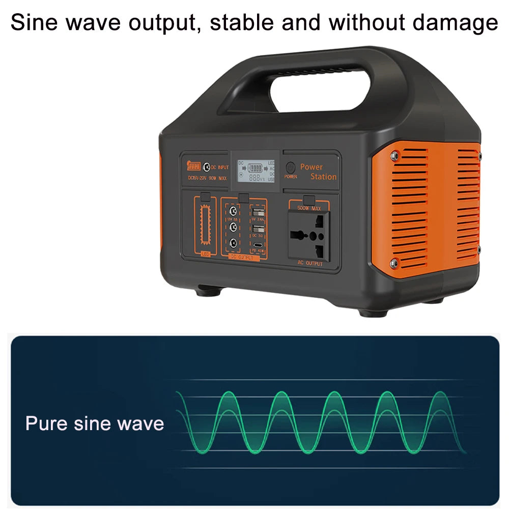 300W 500W Portable Power Station Solar Generator 460Wh LiFePO4 Batteries 110V 220V Energy Storage Supply LED For Camping RV Trip