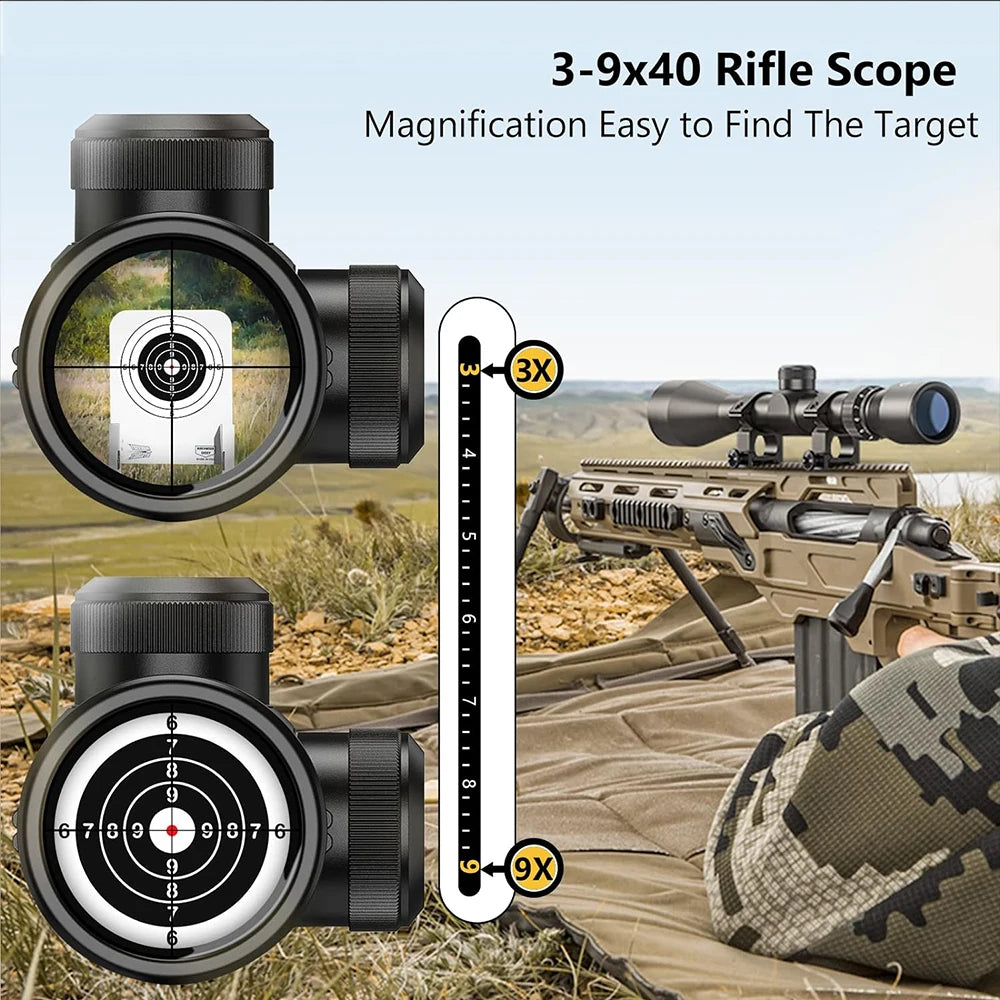 3-9X40 Hunting Deer Air Rifle Scope Wire Rangefinder Reticle Crossbow Mil Dot Riflescope Optical Sights