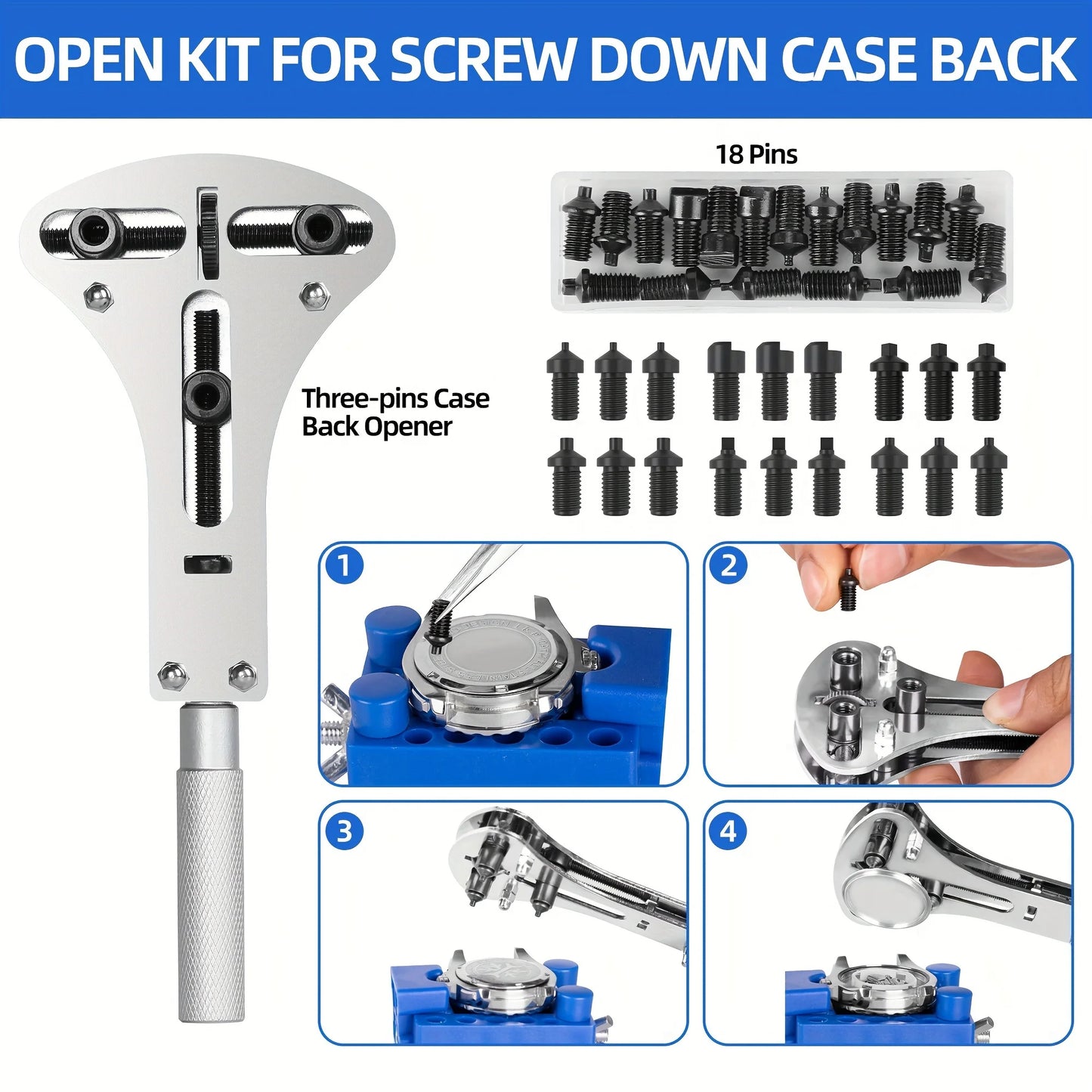 Watch Repair Kit Professional Watch Repair Tool Battery Replacement Tool Kit 224pcs Spring Bar Tool Set