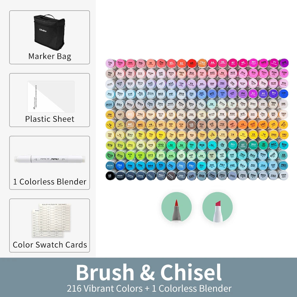 Ohuhu Honolulu Marker Pen Set Color Markers Alcohol Art Markers Refillable Dual Tips Sketching Drawing Manga Art Supplies
