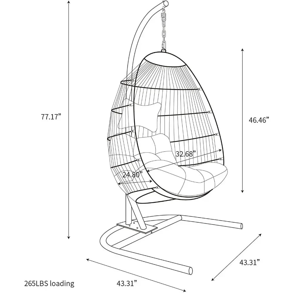 Swing Chair With Stand Foldable Rattan Wicker Egg Hammock Chair Cushion And Pillow For Patio Garden Outdoor