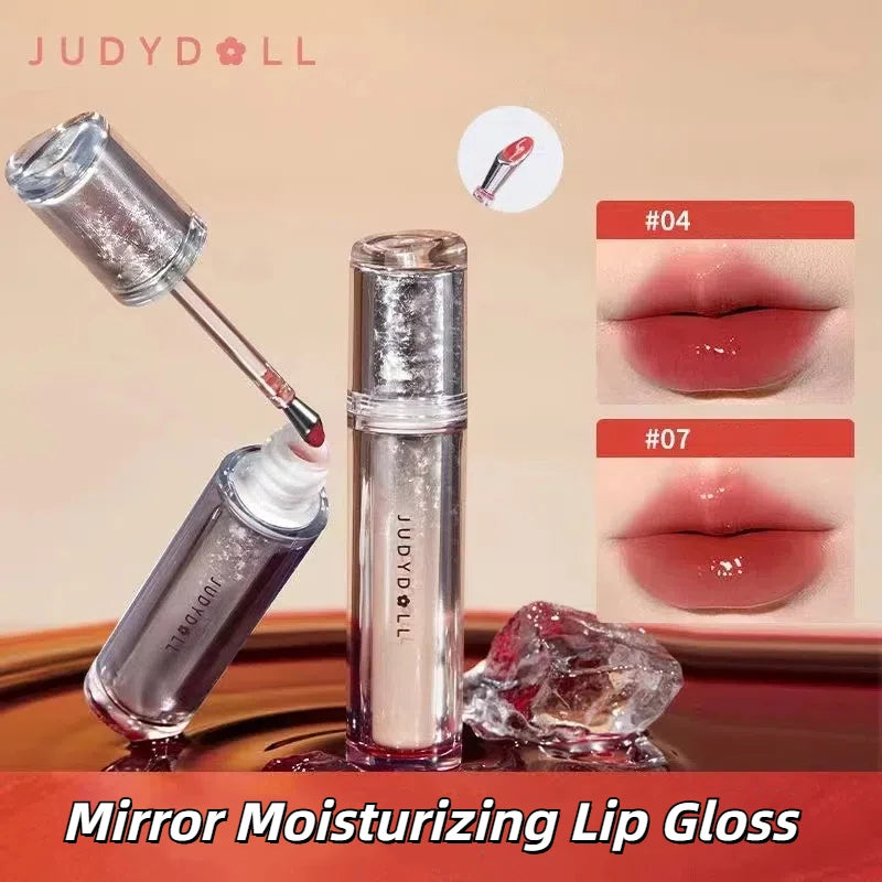 Judydoll Lip Glaze Mirror Shine Watery Lipstick Non Stick Cup Long Lasting Moisturizing Lip Tint Waterproof Makeup Cosmetics