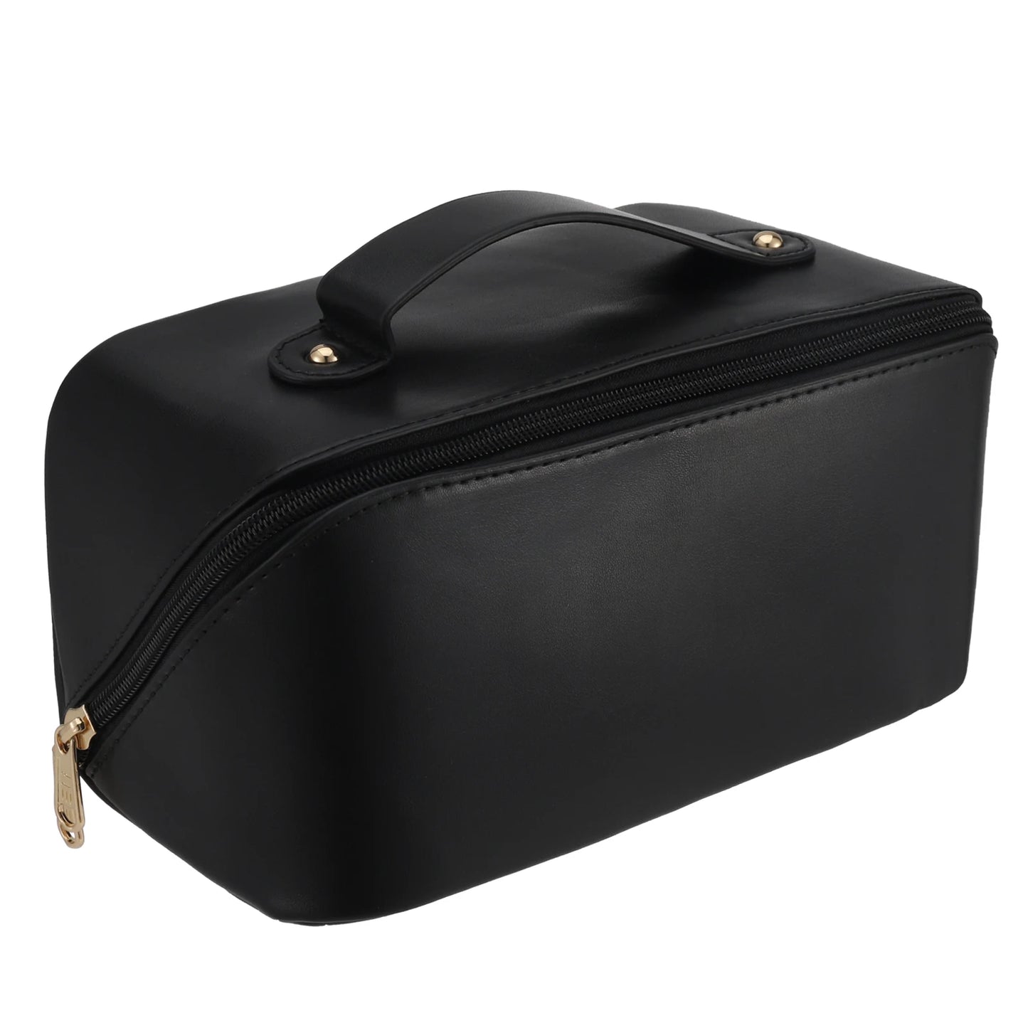 Travel Makeup Bag with Divider and Handle Portable PU Leather Waterproof Toiletry Bag Large Capacity Cosmetic Bags for Women