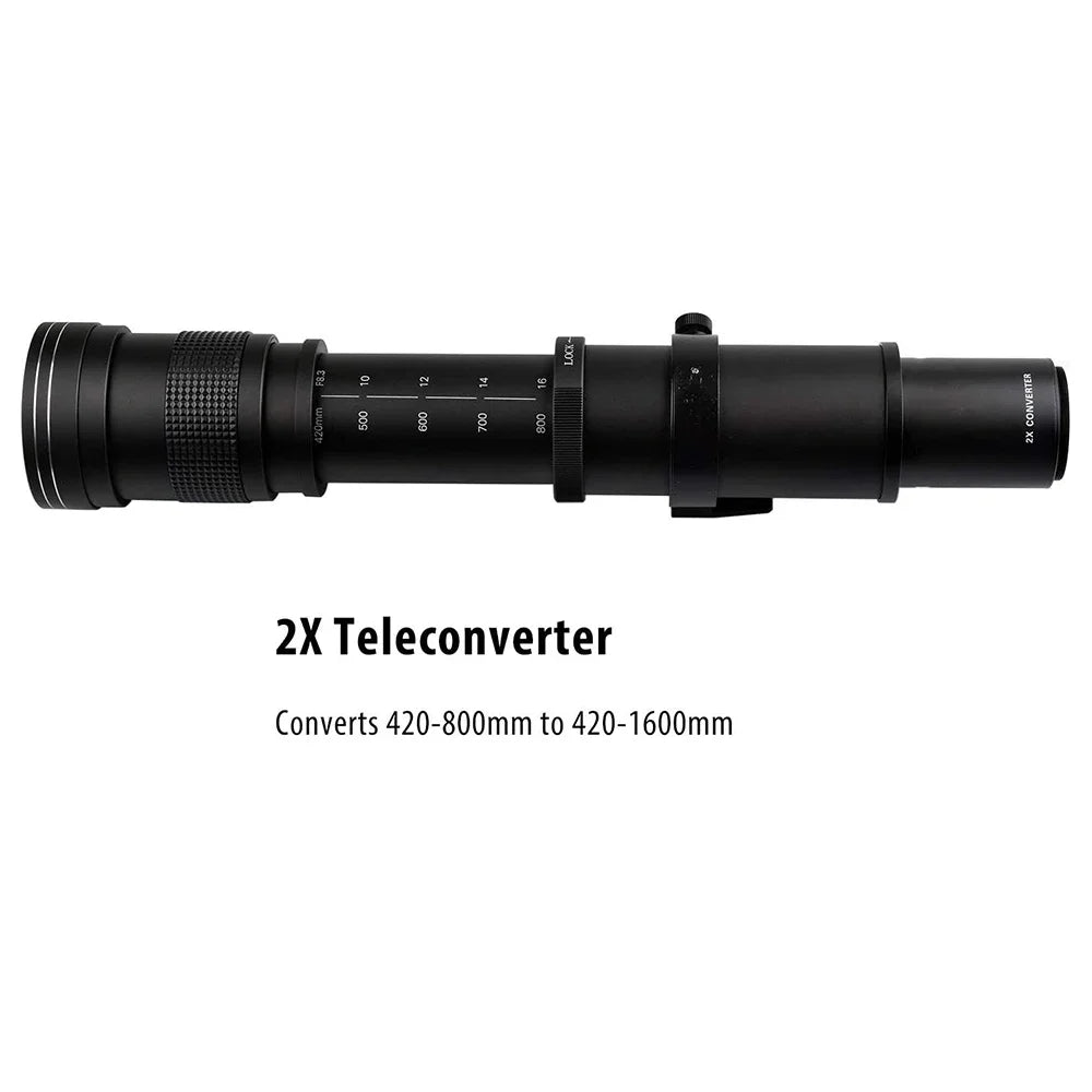 Lightdow 420-800mm F8.3 Telephoto Lens 2x Teleconverter