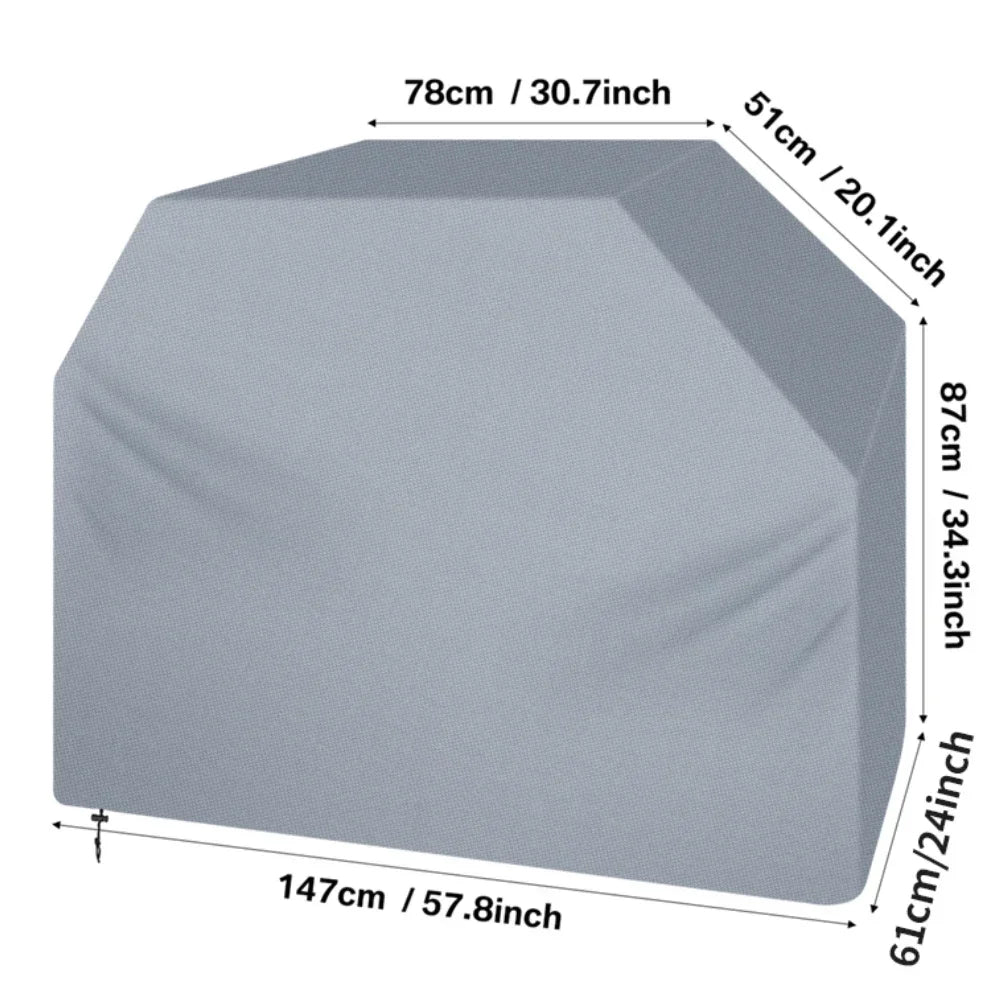 Grill Cover 147x61x117CM Waterproof Anti UV BBQ Gas Grill Cover for Outdoor Charbroil Barbecue Protection Cloth