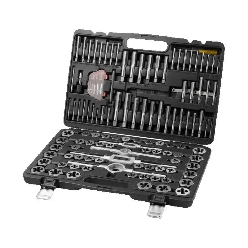 SucceBuy 116 Piece Tap and Die Set Including Metric and SAE Size Bearing Steel Taps and Dies Essential Threading Tool