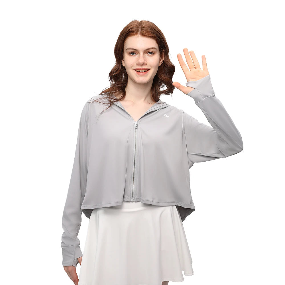 OhSunny Women's Sunscreen Jacket Outdoor Casual UV Protection Hoodie UPF50+ Breathable Coat for Running and Cycling