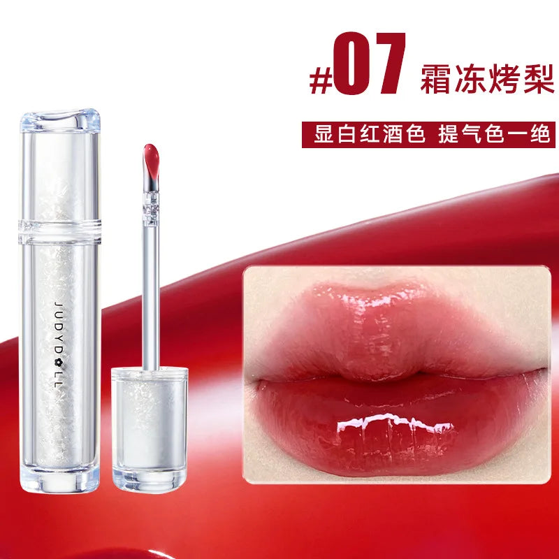 Judydoll Lip Glaze Mirror Shine Watery Lipstick Non Stick Cup Long Lasting Moisturizing Lip Tint Waterproof Makeup Cosmetics