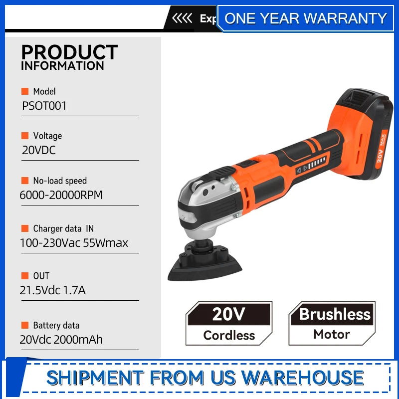 Oscillating Tool 20V Cordless Kits LAZYLAND Brushless Multitool with 6 Variable Speed Battery and Accessories