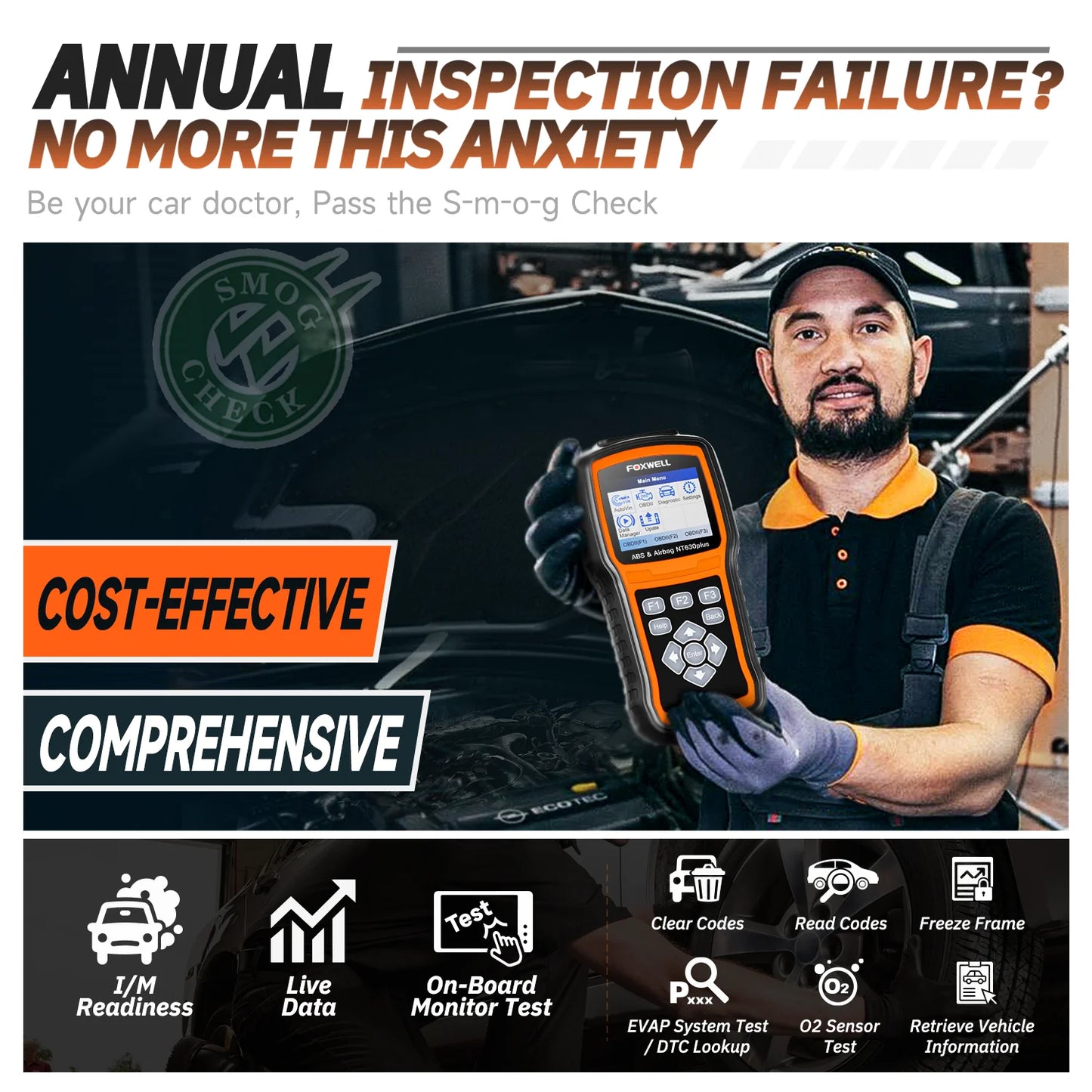 Foxwell NT630 Plus OBD2 Scanner Car Code Reader Diagnostic Tool Bidirectional Scanner with ABS SRS SAS Oil Light Scan Tool