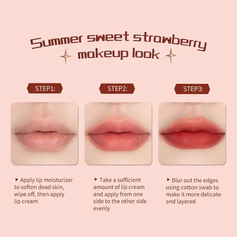 Flower Knows Strawberry Rococo Series Cloud Lip Cream Lip Gloss Long Lasting Velvet Lip Tint Lipstick for Women