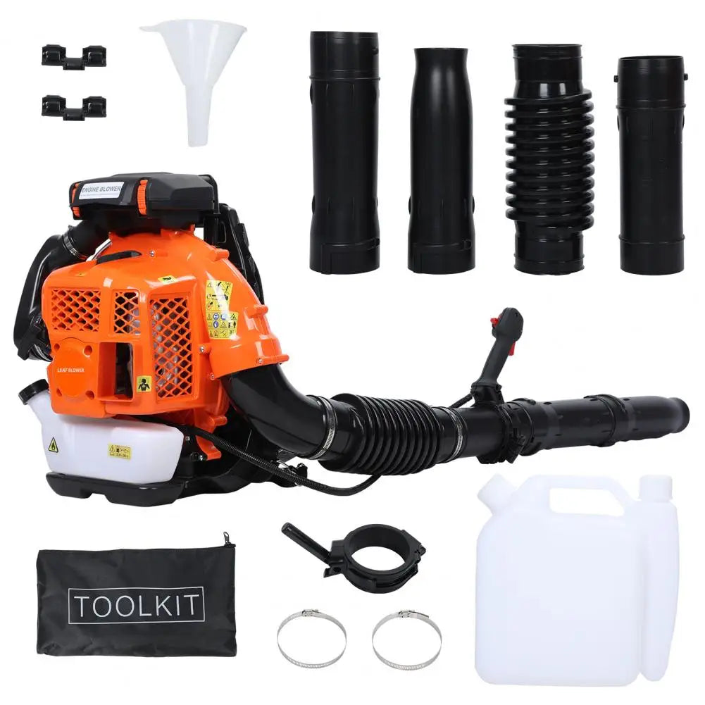 80cc Backpack Gas Leaf Blower 900 CFM Powerful Gas Powered Leaf Blower For Lawn Care Yard Debris Dust Orange