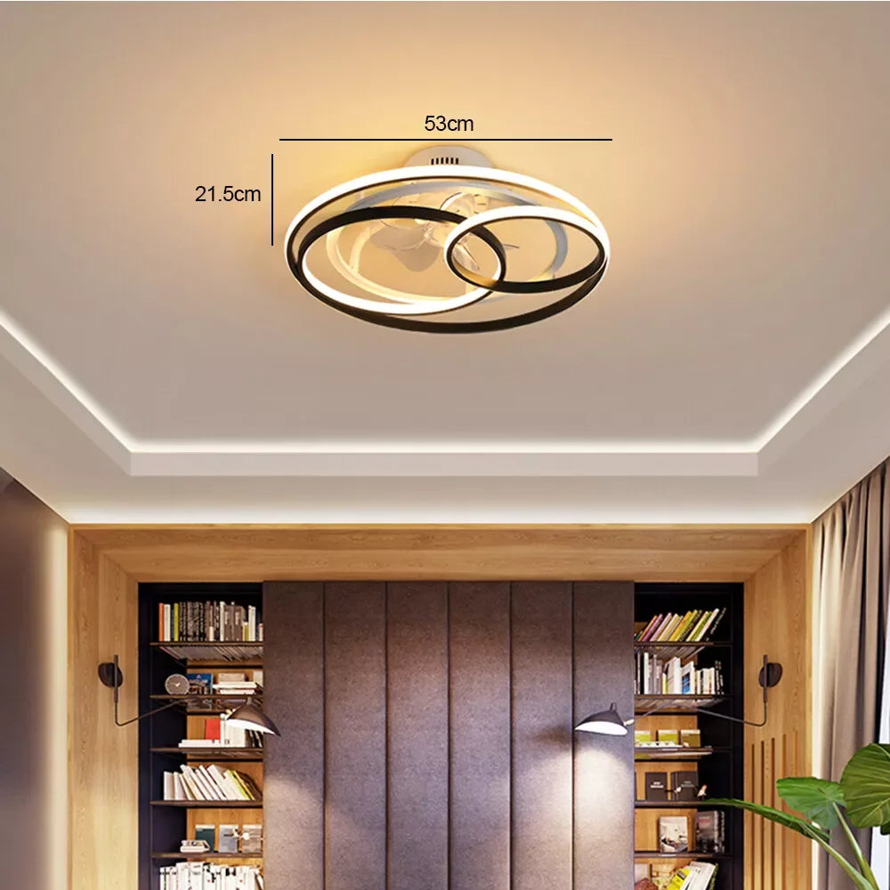 Modern Ceiling Fan Light with 3-Color LED and Remote Control