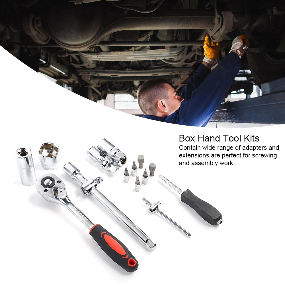 108 Pieces Ratchet Wrench Socket Set 1/4 Inch 1/2 Inch CR40 Steel Tool Kit with Case