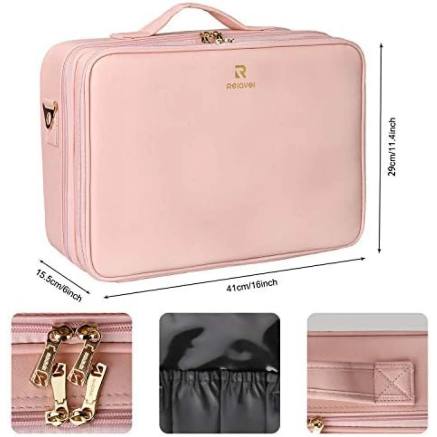 Travel Makeup Train Case Cosmetic Organizer Portable Artist Storage Bag with Adjustable Dividers for Cosmetics