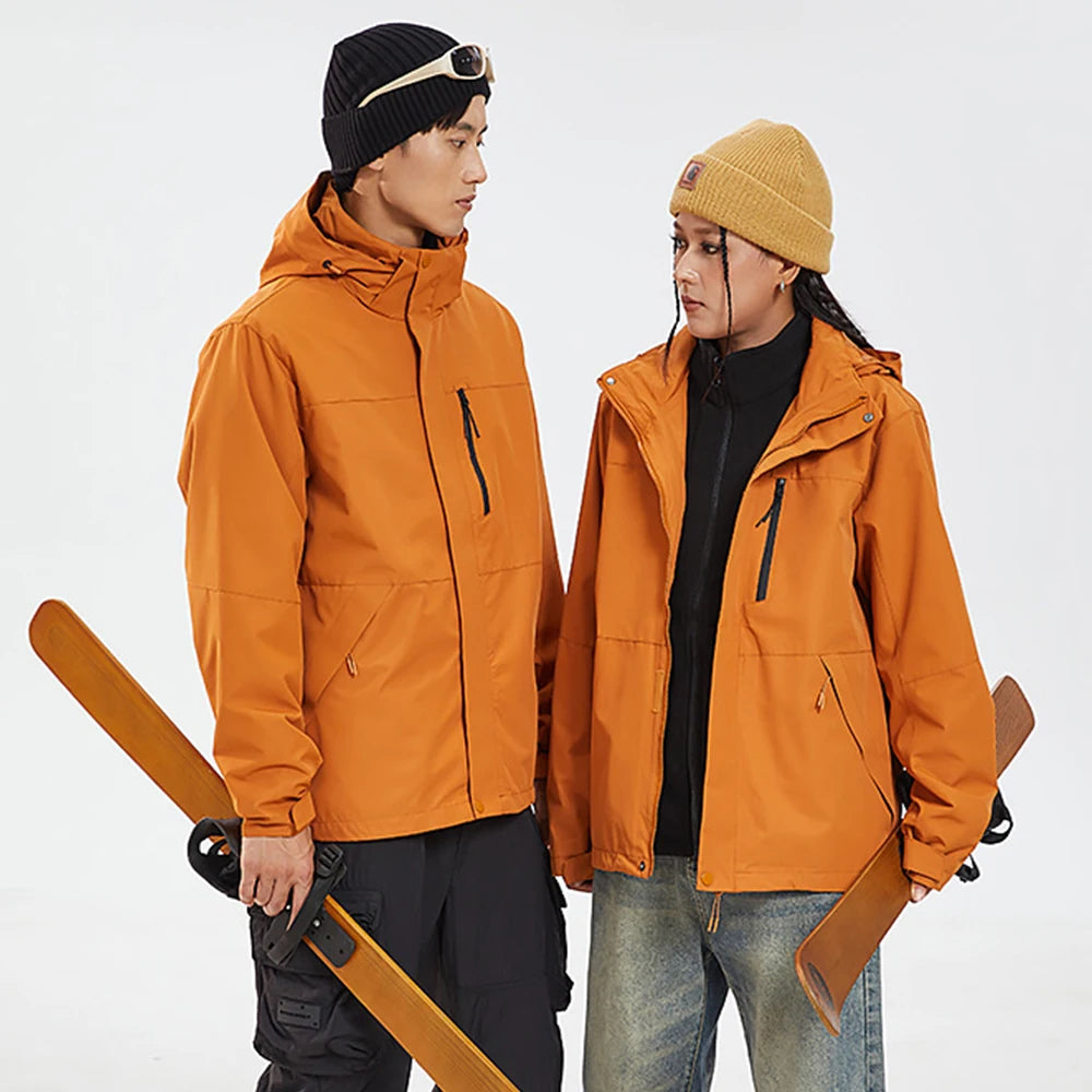OhSunny Unisex Thermal Jackets Winter Plush Detachable Liner Camping Hiking 3 In 1 Soft Shell Coat Outdoor Windproof Waterproof