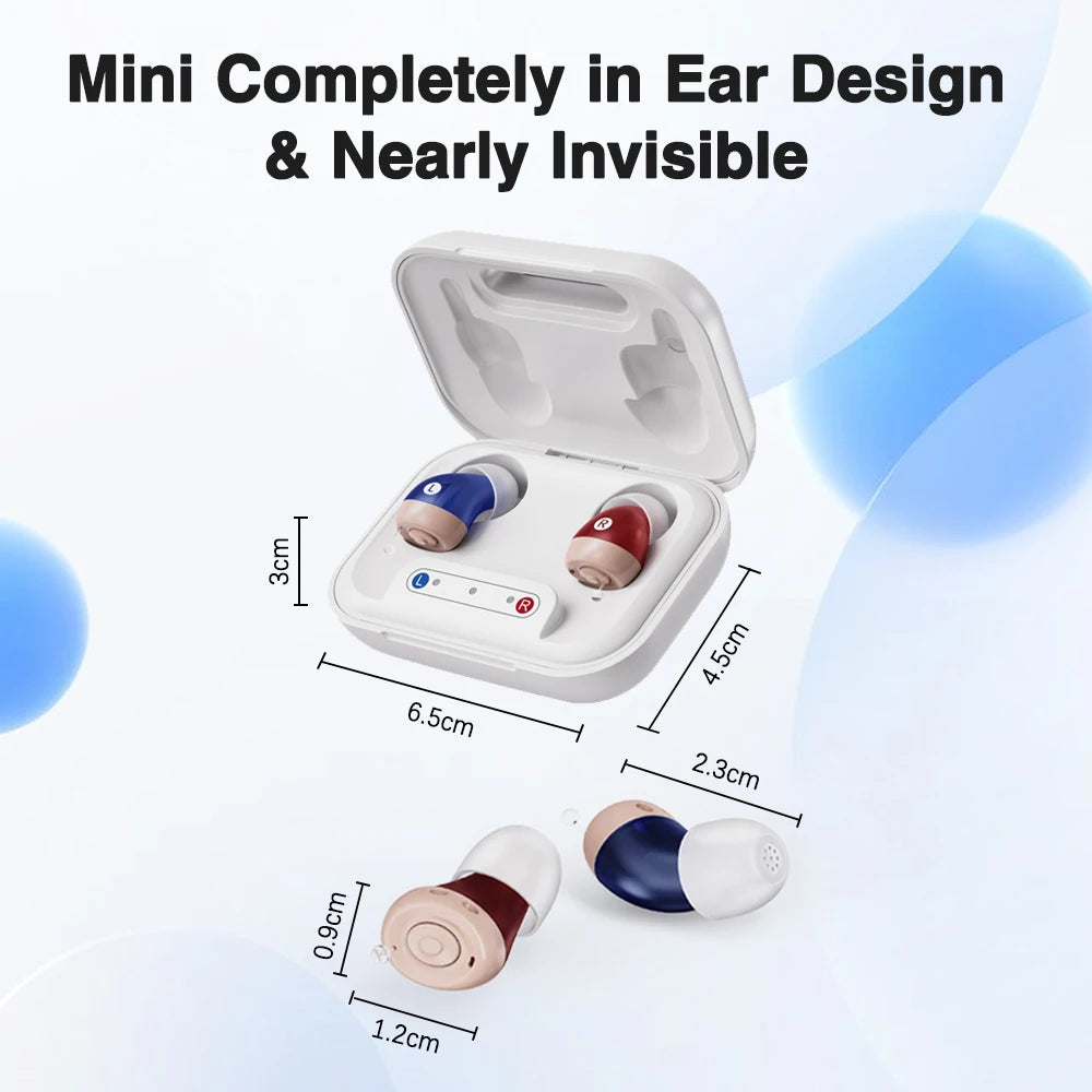 JINGHAO Mini Hearing Aids Rechargeable In Ear Hearing Amplifier Sound Enhancer Fashion Design