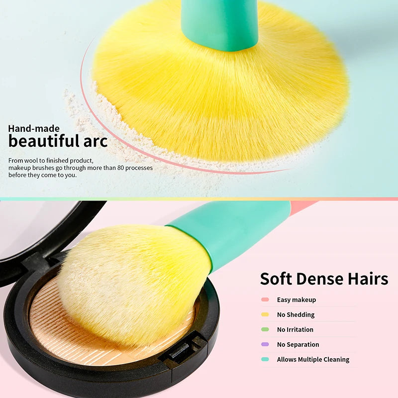 Docolor Colorful Makeup Brushes Set 15 Piece Cosmetic Foundation Powder Blush Eyeshadow Kabuki Blending Beauty Tool