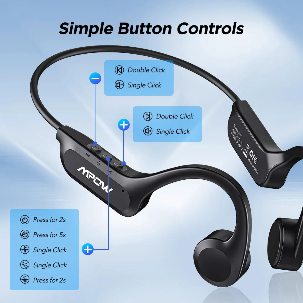 Mpow X14 Bone Sound Headphones Bluetooth 5.3 Open Ear Wireless Bone Conduction Headphones IPX6 Waterproof Sport Running Headset