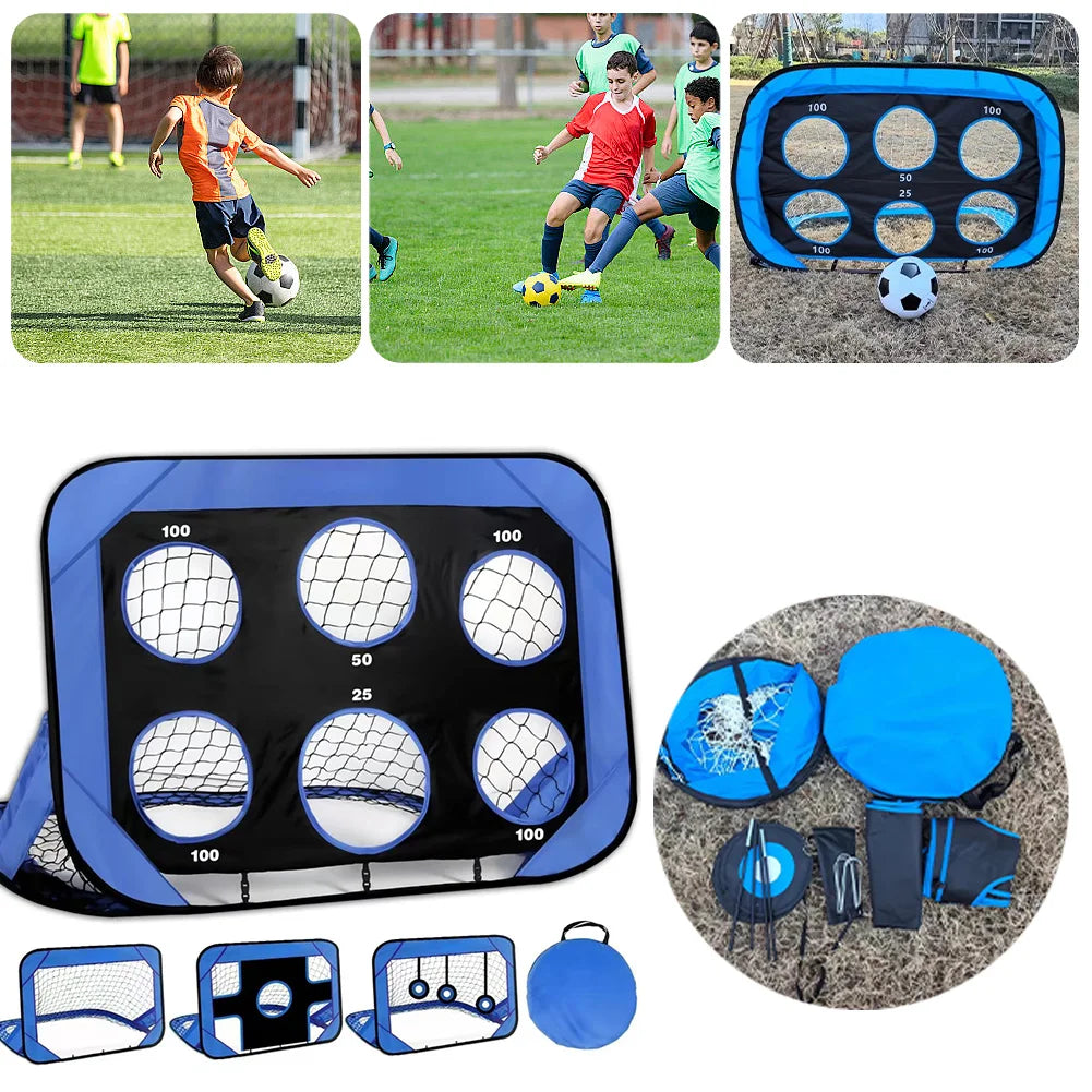 Kids Soccer Goal Portable Training Equipment with 4 Goal Modes Football Shooting Target Net for Backyard