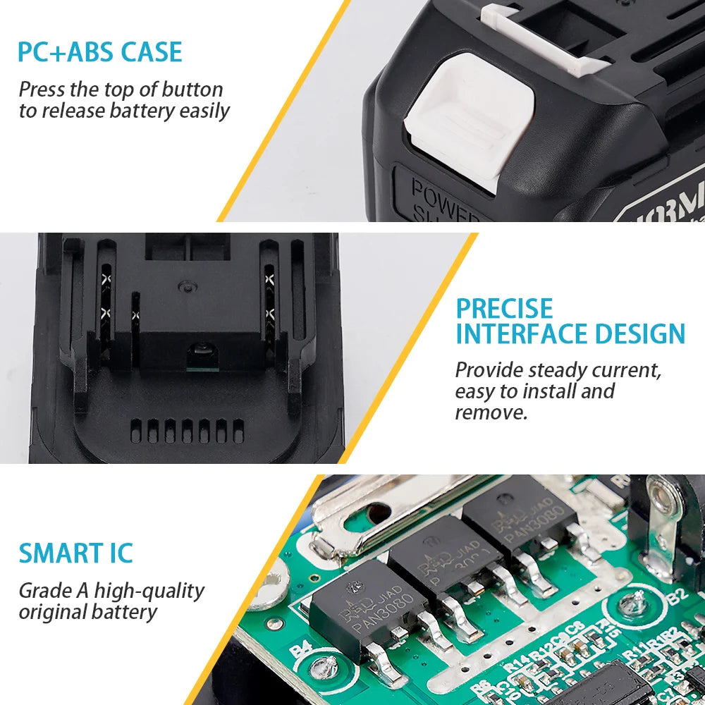 Rechargeable 18V 3000mAh Lithium Battery For Makita MT1830