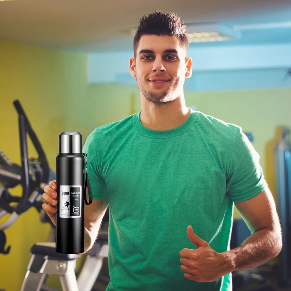 Stainless Steel Vacuum Flask With Handle Large Water Bottle