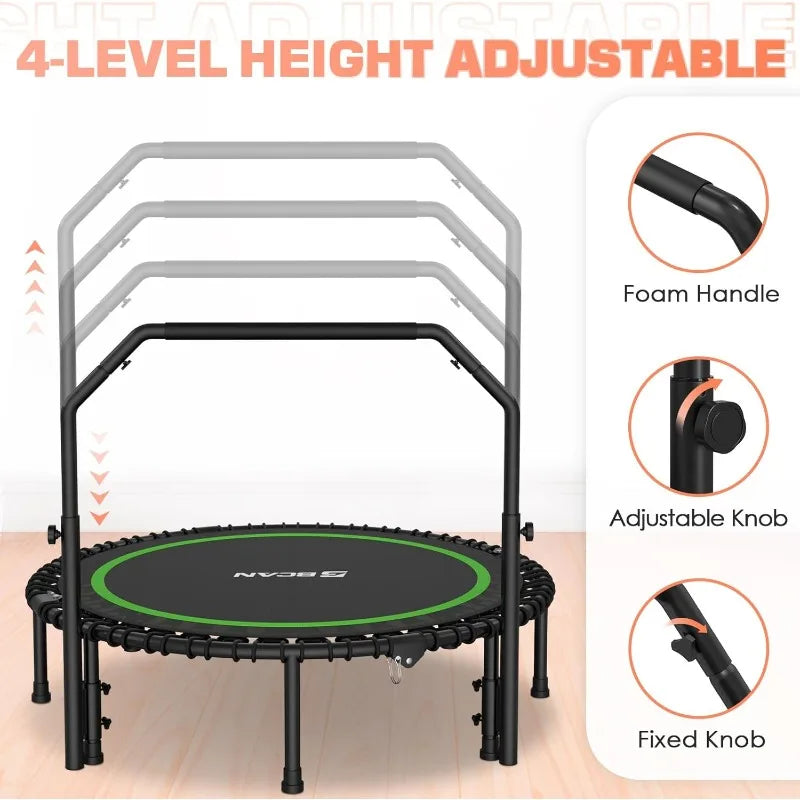 BCAN 48 Foldable Mini Trampoline With Resistance Band