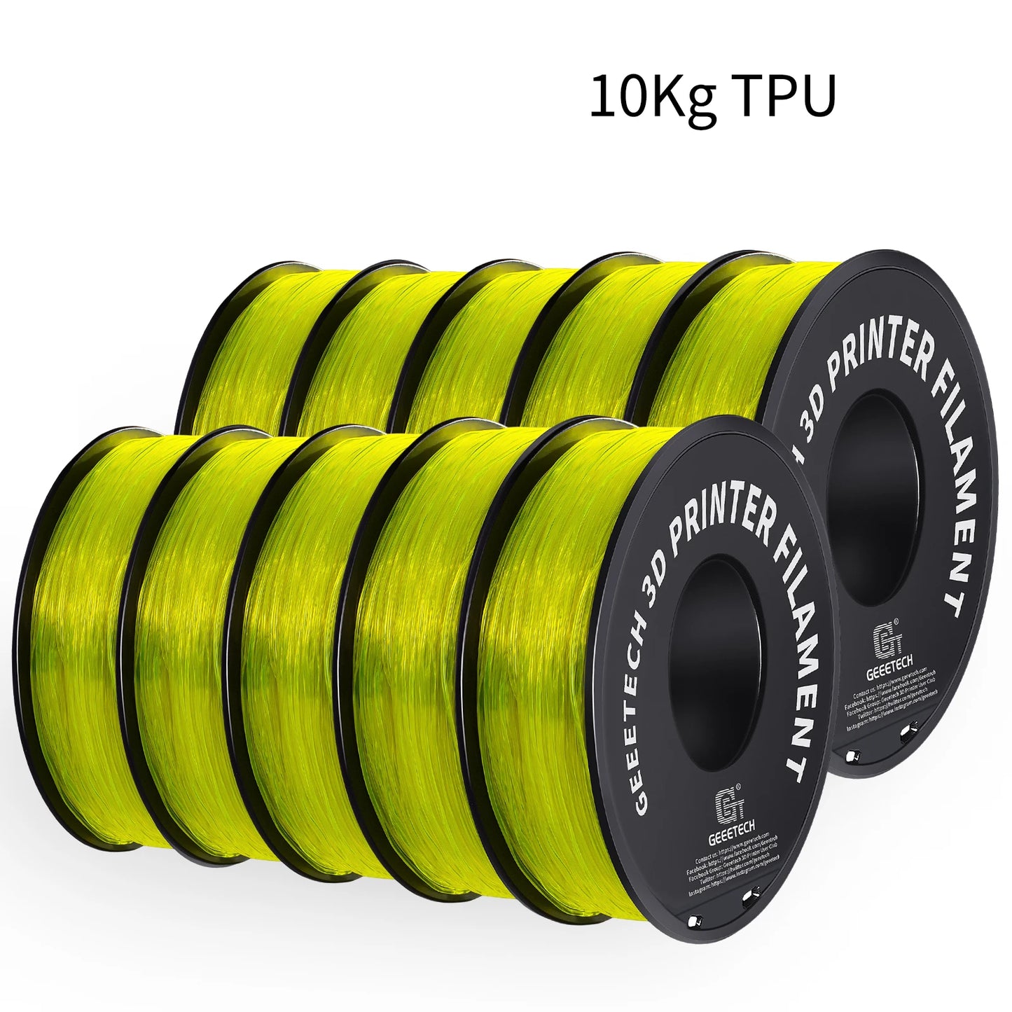 GEEETECH 10Kg TPU 3D Printer Filament 1kg 2.2LBS Spool 1.75mm Non-Toxic Vacuum Packaging Shore Hardness 95A
