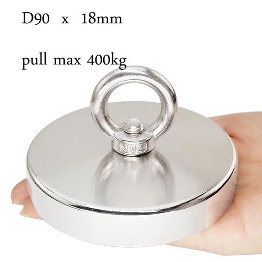 Fishing Magnet Neodymium 900 Lb Eyebolt 3.54 In Heavy Duty