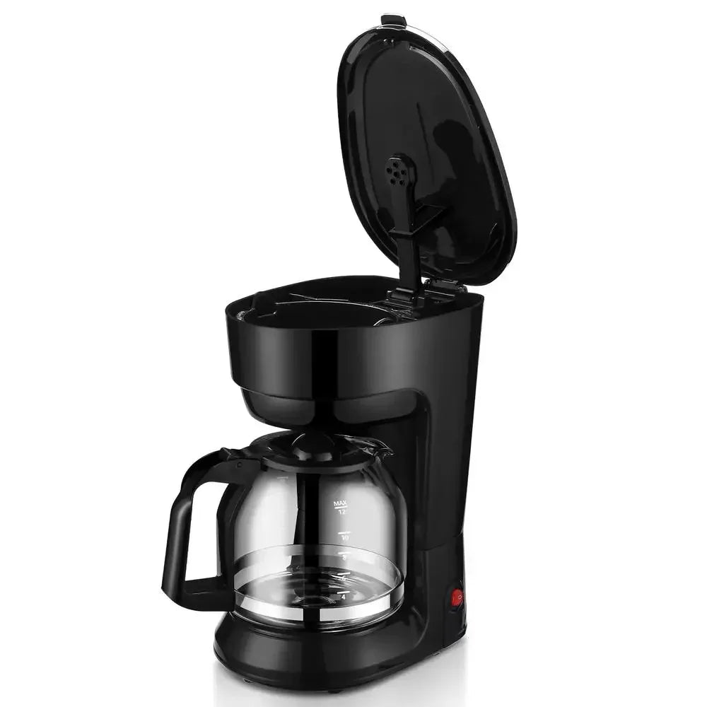 Black 12 Cup Coffee Maker with Auto Keep Warm Function Indicator Light Dishwasher Safe Easy Clean