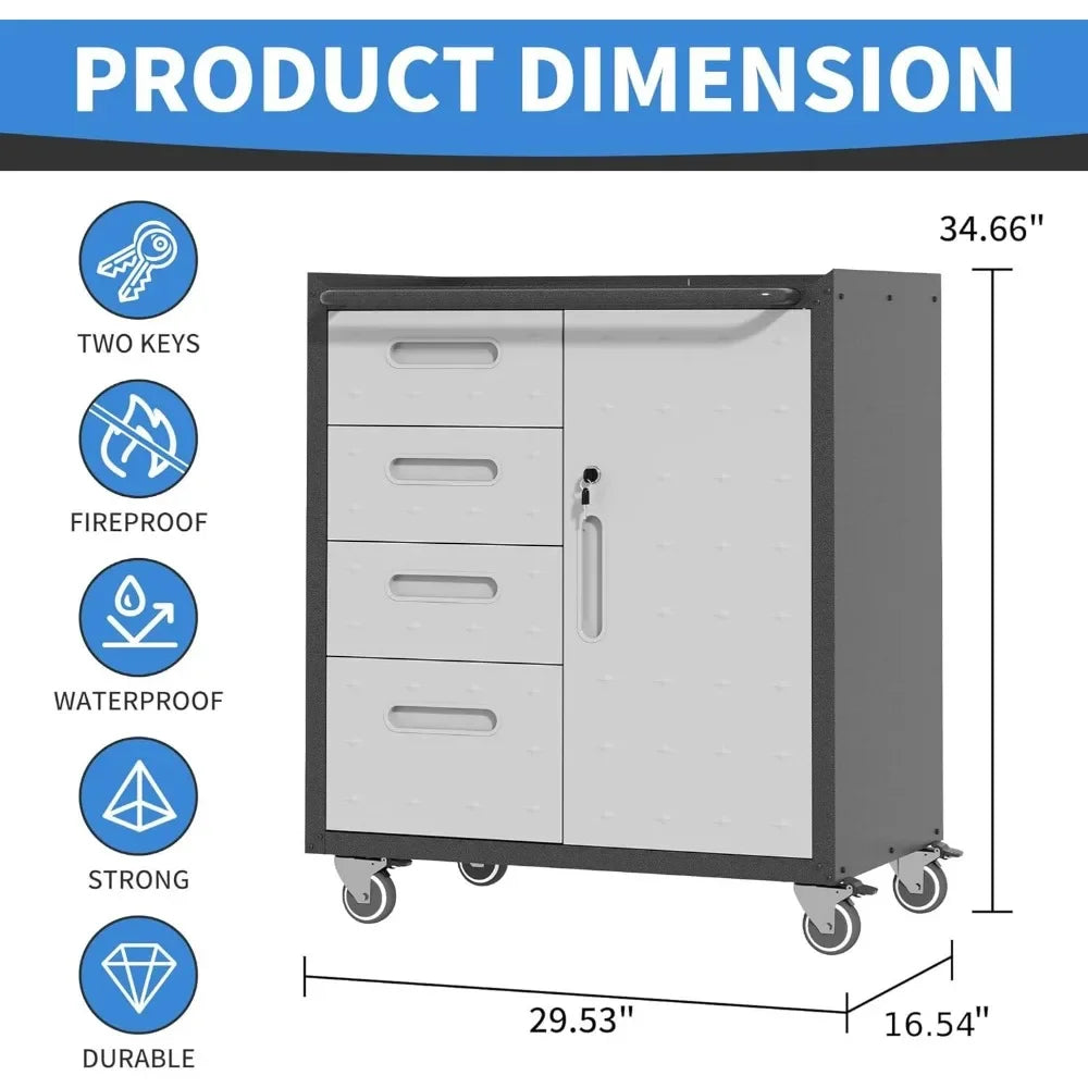 Metal Storage Cabinet On Wheels Rolling Tool Cabinet Locking