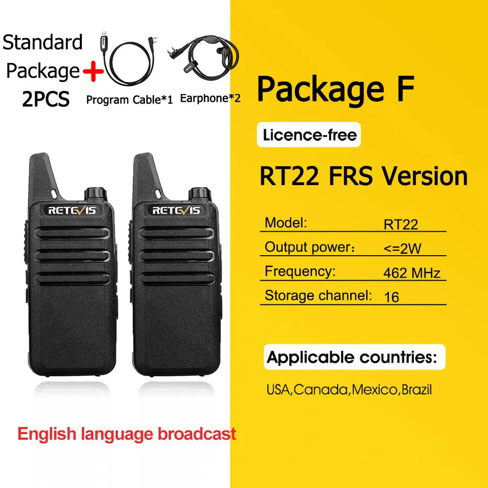 Retevis RT622 Walkie Talkie Mini 2 Pack PMR 446 Portable Two Way Radio Communication Device for Restaurant