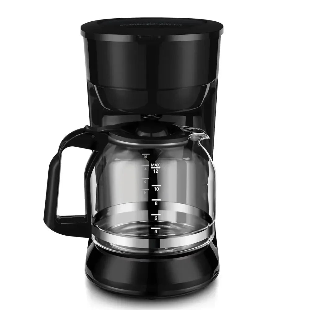 Black 12 Cup Coffee Maker with Auto Keep Warm Function Indicator Light Dishwasher Safe Easy Clean