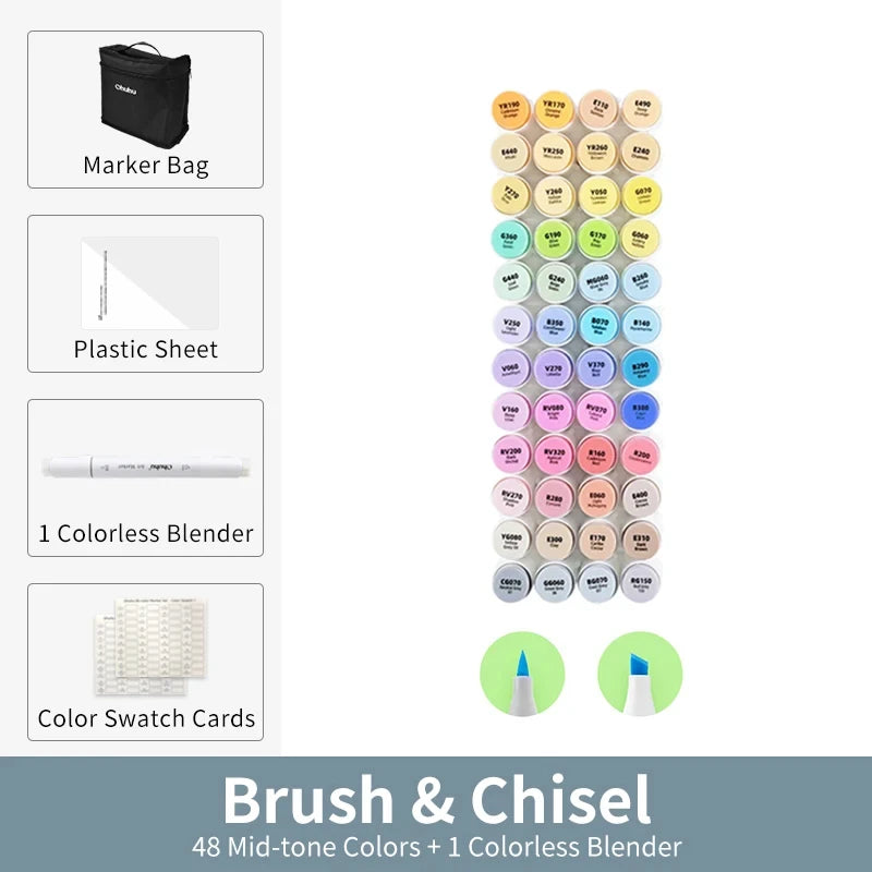 Ohuhu Honolulu Marker Pen Set Color Markers Alcohol Art Markers Refillable Dual Tips Sketching Drawing Manga Art Supplies