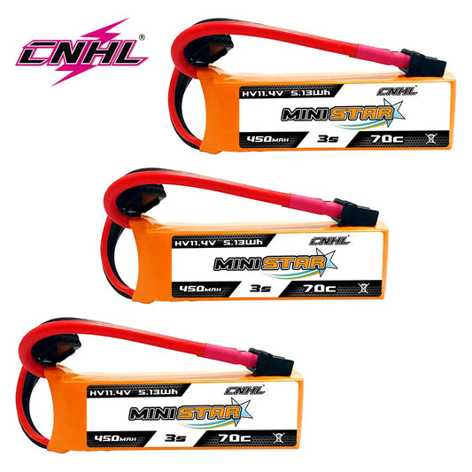 CNHL 3S 450mAh 11.1V Lipo Battery 70C MiniStar XT30 Plug for Mini Quadcopter RC FPV Racing Drone Airplane