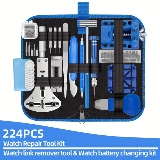 Watch Repair Kit Professional Watch Repair Tool Battery Replacement Tool Kit 224pcs Spring Bar Tool Set