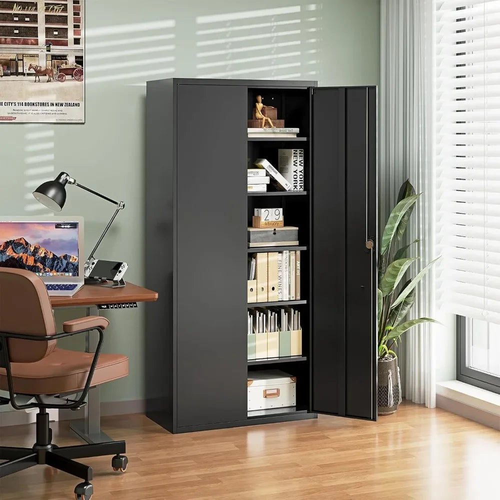 Metal Garage Storage Cabinet With Lock And Adjustable Shelves