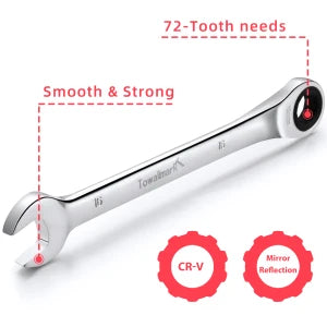 12 Piece Flex Head Wrench Set Ratcheting 8-19mm CrV Steel