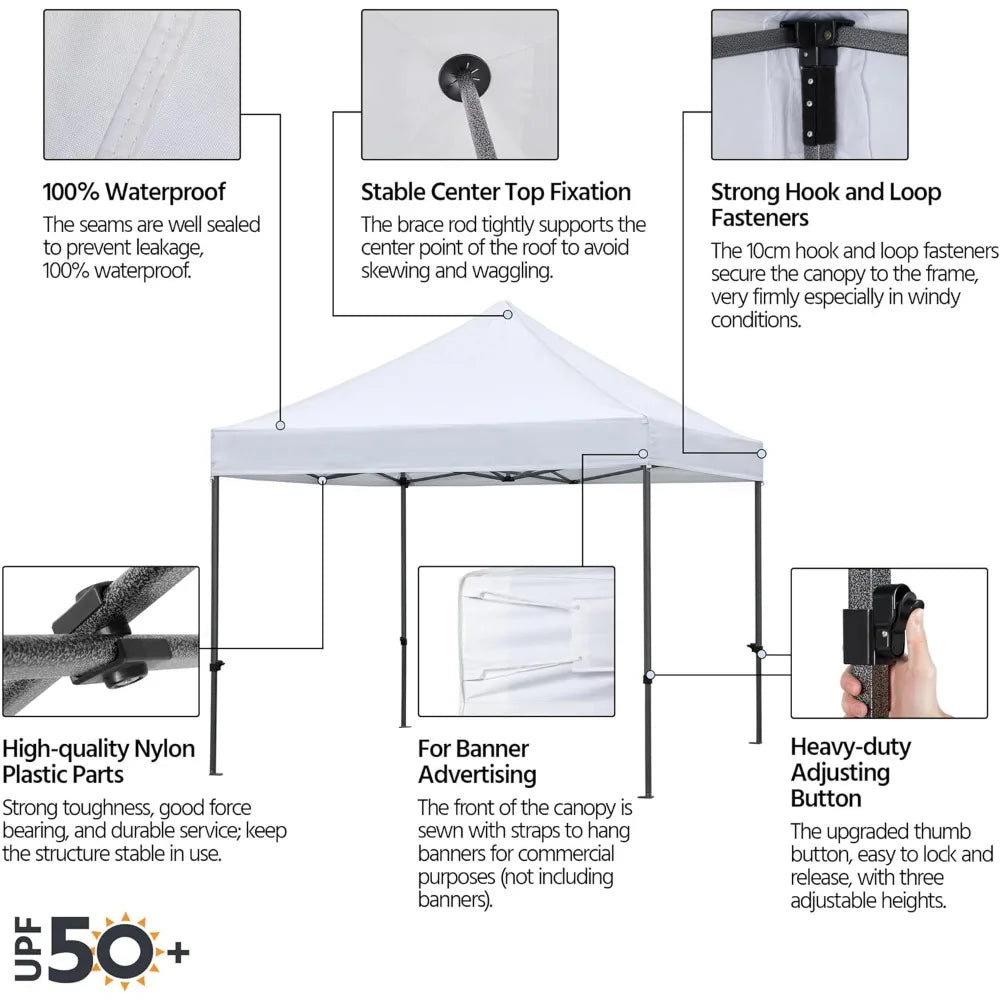 10x10 Pop Up Canopy Tent With Removable Sidewalls Waterproof
