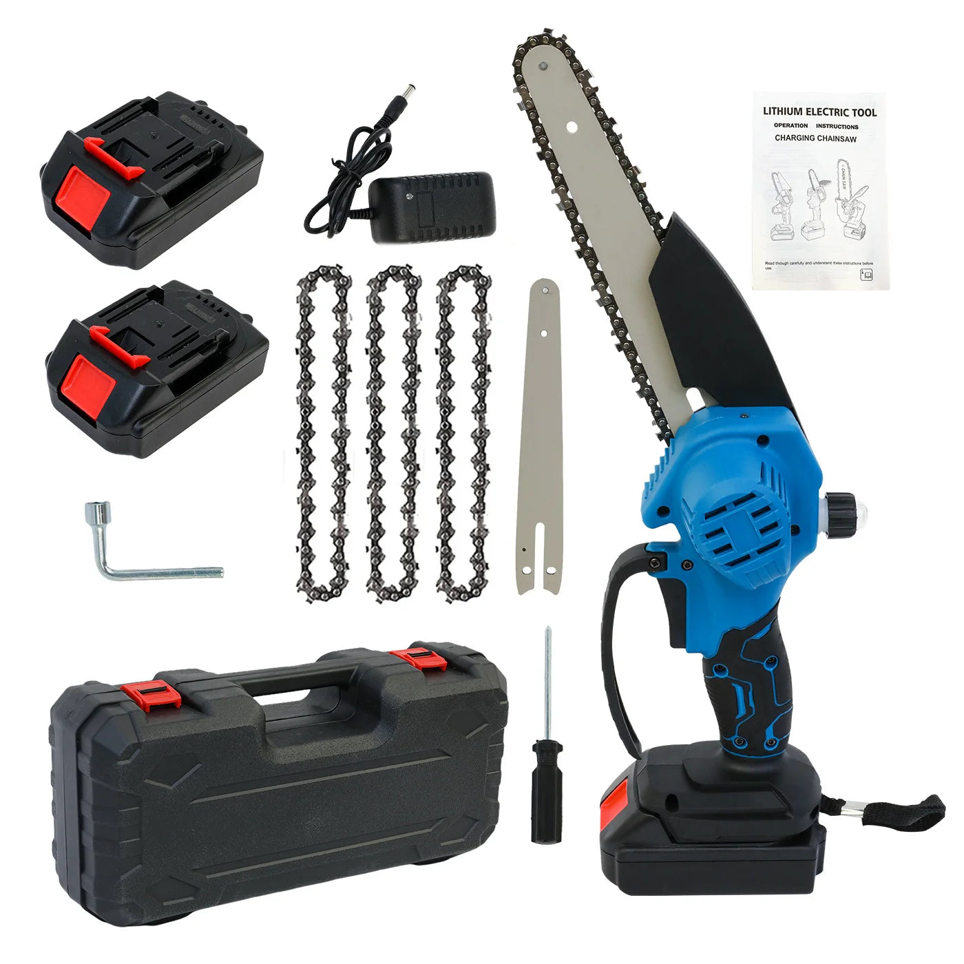 Handheld 8 Inch Cordless Chainsaw With 2 Batteries