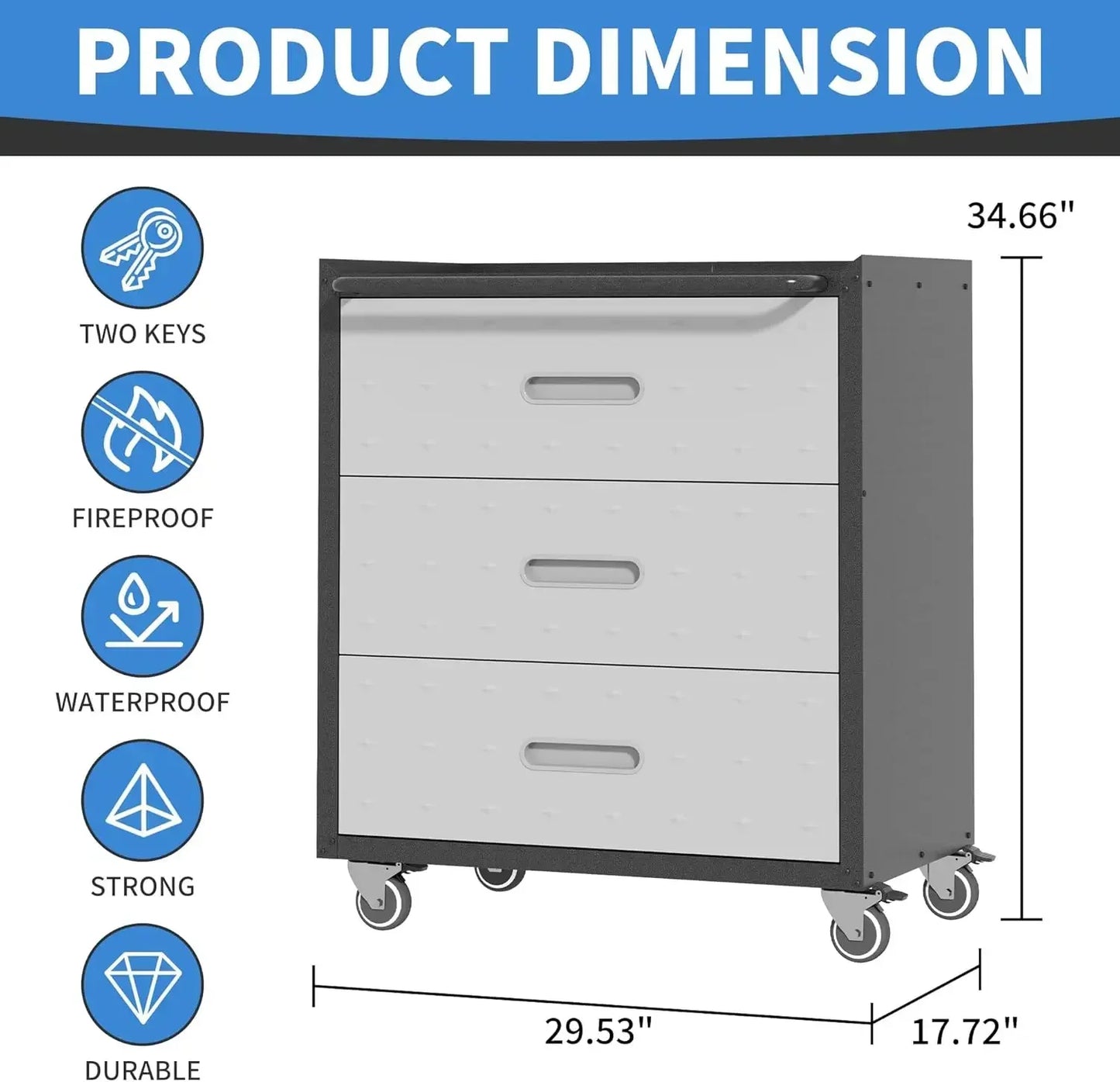 Metal Storage Cabinet With Wheels Rolling Tool Cabinet
