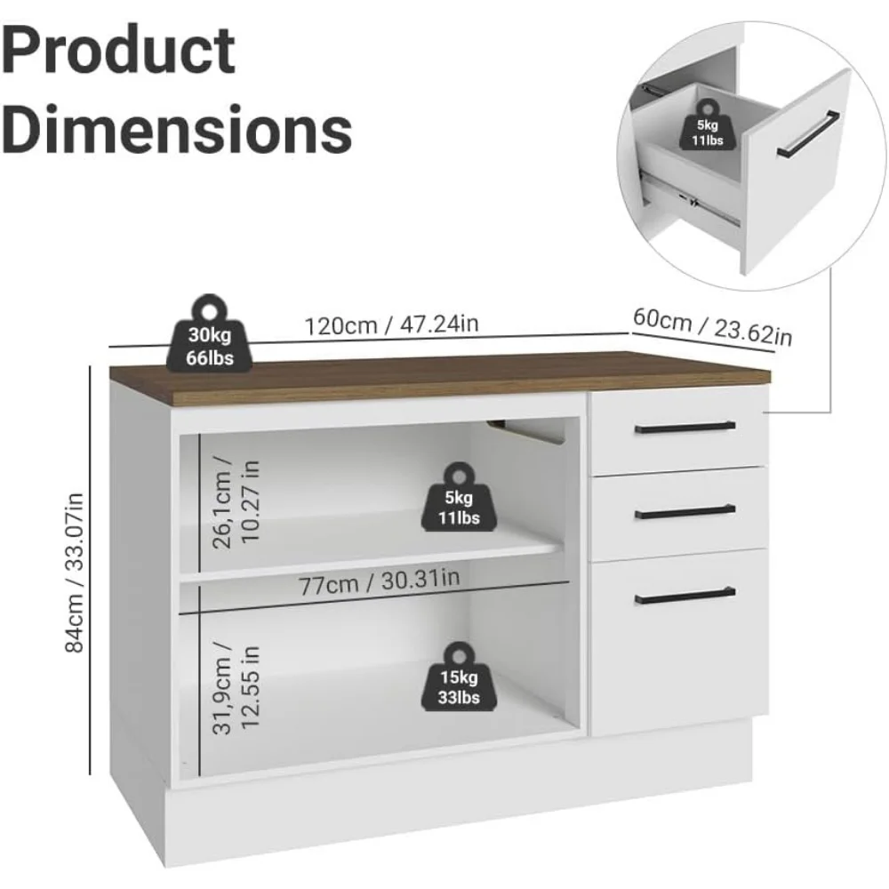 Heavy Duty Garage Cabinet With 2 Doors 3 Drawers 47 Inch