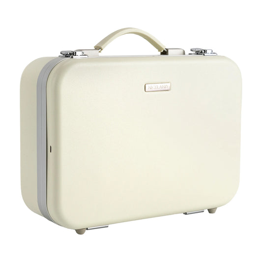 White Makeup Organizer Box with Upgraded Halogen Light and Mirror Premium Cosmetic Storage Case