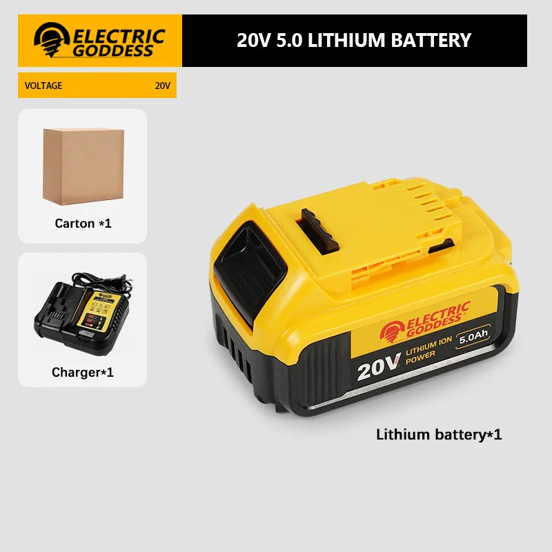 Electric Goddess 20V 5Ah Lithium Battery Replacement Dewalt