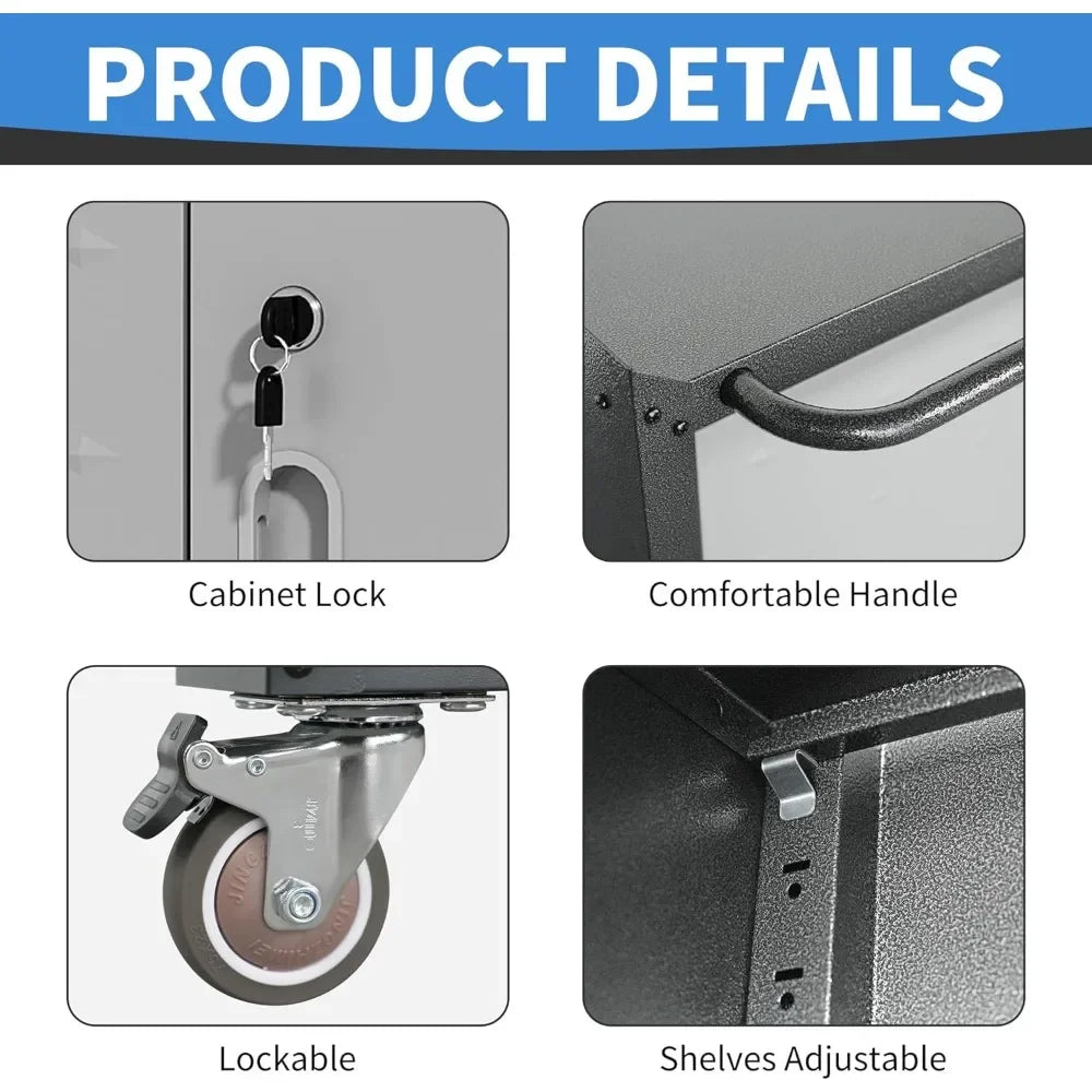 Metal Storage Cabinet On Wheels Rolling Tool Cabinet Locking