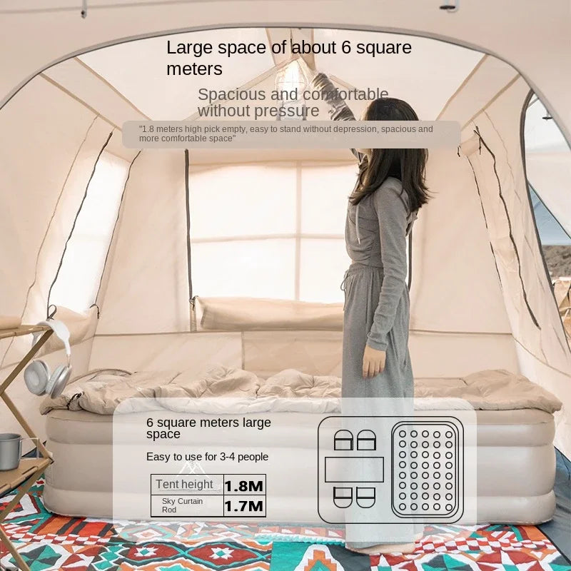 Mountainhiker One Button Tent Living Shell Shelter Ridge Tent with Two Bedrooms and One Living Room Automatic Beach Outdoor Large