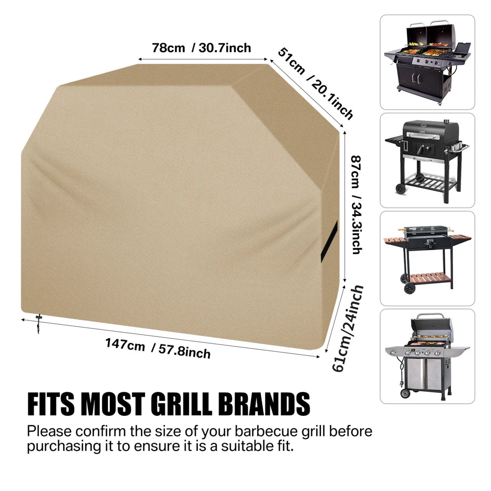 Grill Cover 147x61x117CM Waterproof Anti UV BBQ Gas Grill Cover for Outdoor Charbroil Barbecue Protection Cloth