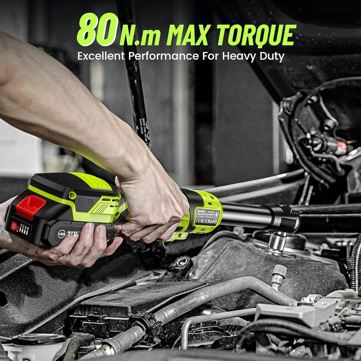 Cordless Ratchet Wrench 3 Eighths Inch 58 Ft Lbs 400 RPM