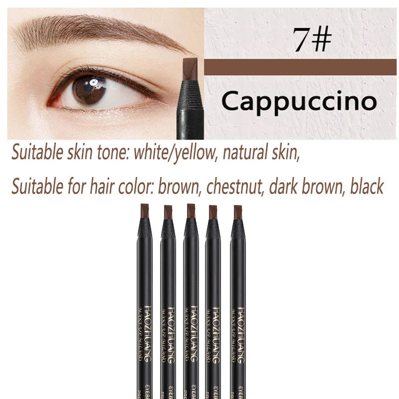 5PCS Haozhuang Brown Eyebrow Pencil Set Natural Waterproof Long Lasting Makeup Cosmetic Brush