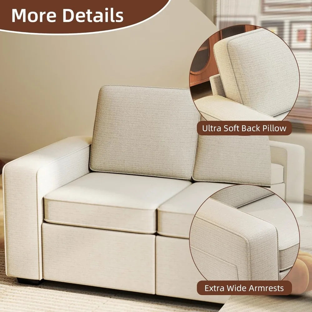 80 Inch Modern Chenille Sofa 3 Seater Deep Seat Living Room